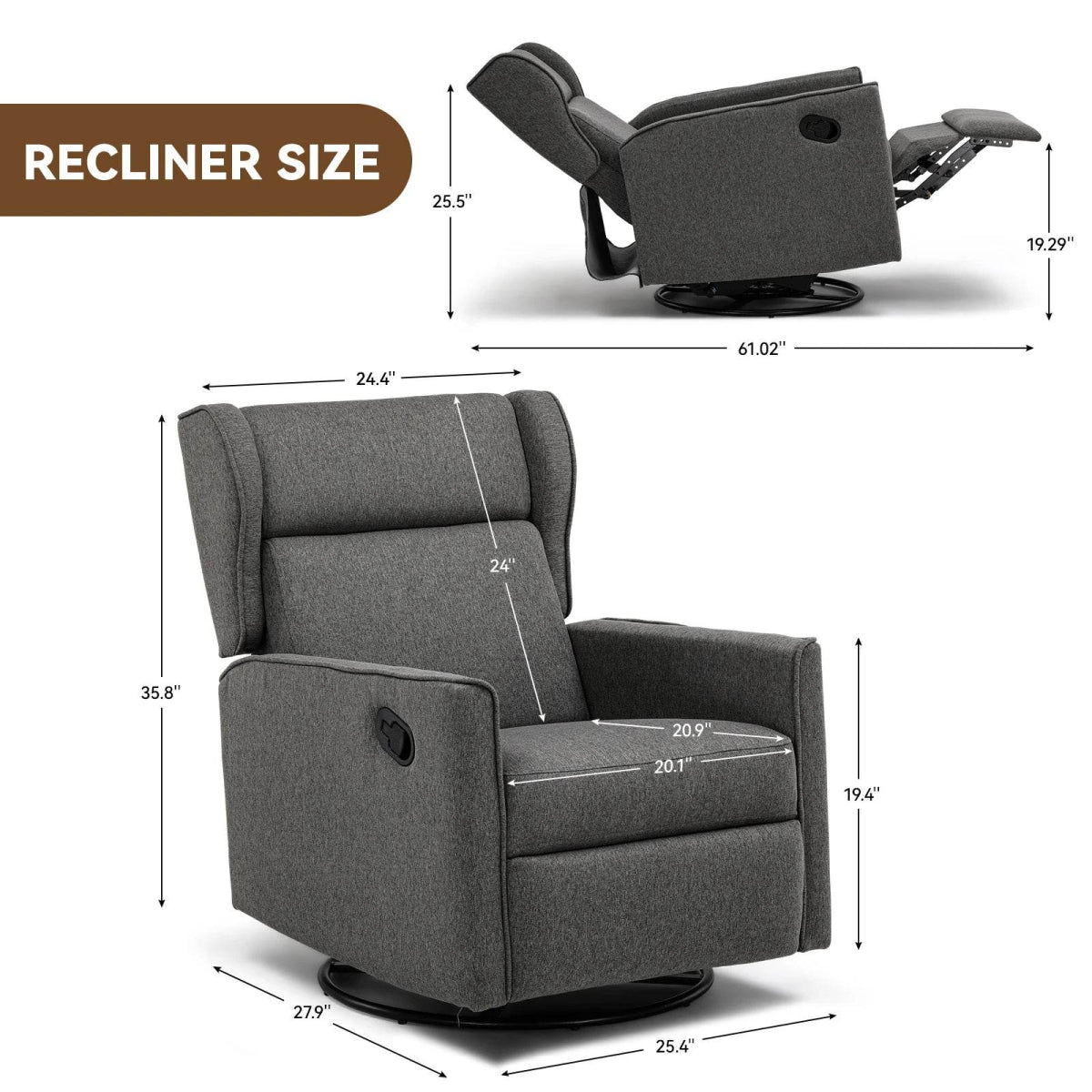 Swivel Rocking Recliner Manual Chair - Sleep Galleria