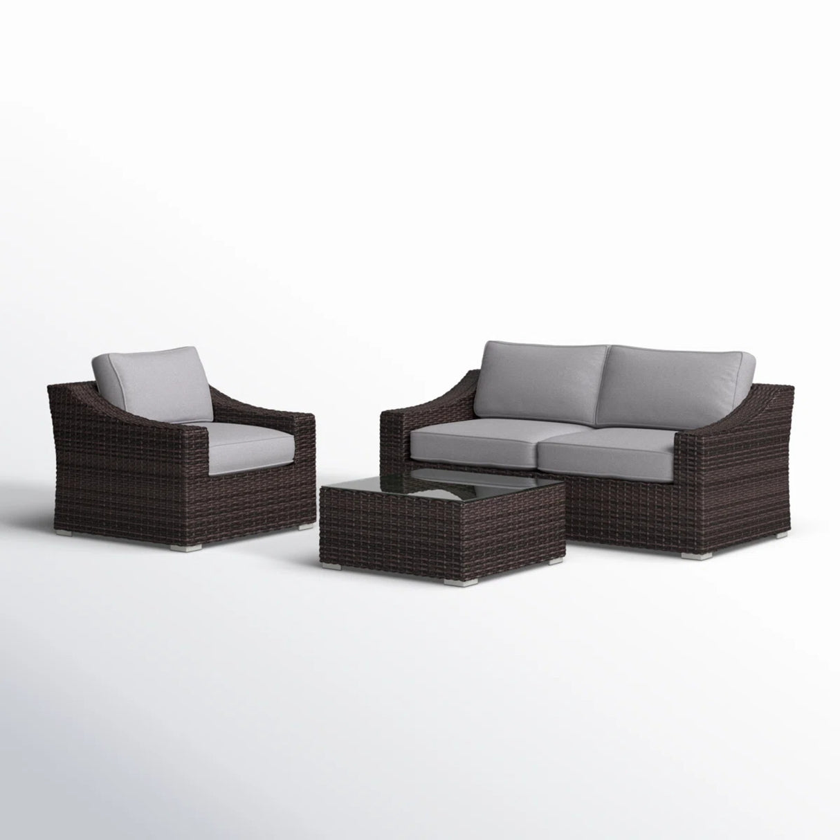 Fully Assembled 4-Piece Outdoor Wicker Sectional Set