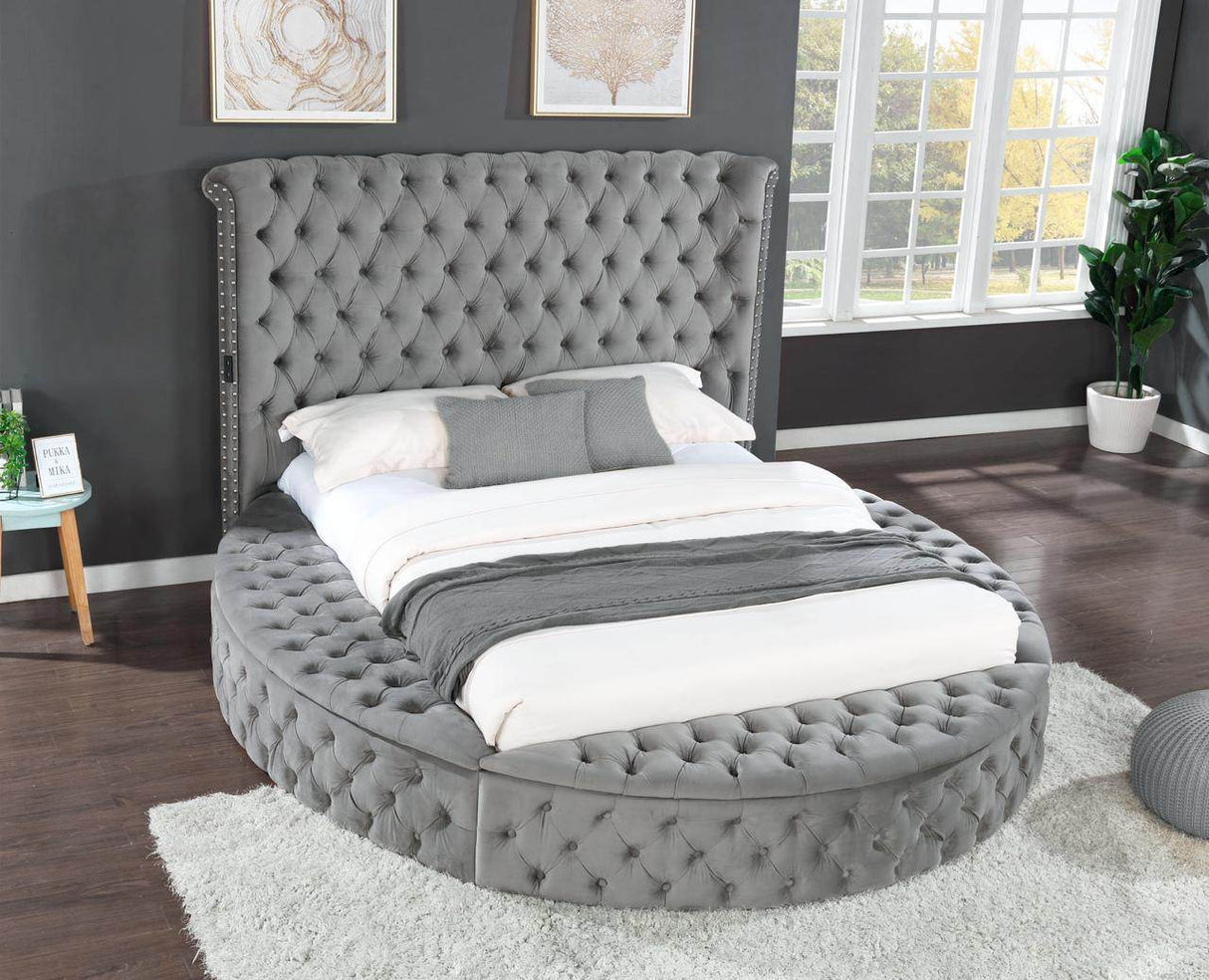 Queen Tufted Velvet Upholstered Storage Bed Frame