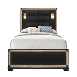 Contemporary Queen Wood Bed Frame With Padded Headboard