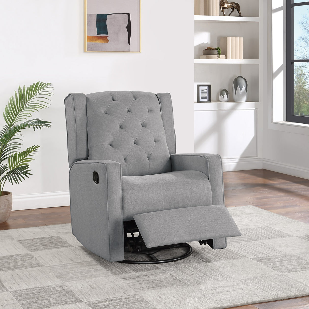 Contemporary Plush Manual Swivel Recliner Chair