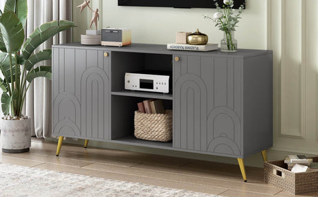 Modern Gray MDF TV Stand With Adjustable Shelf - Sleep Galleria