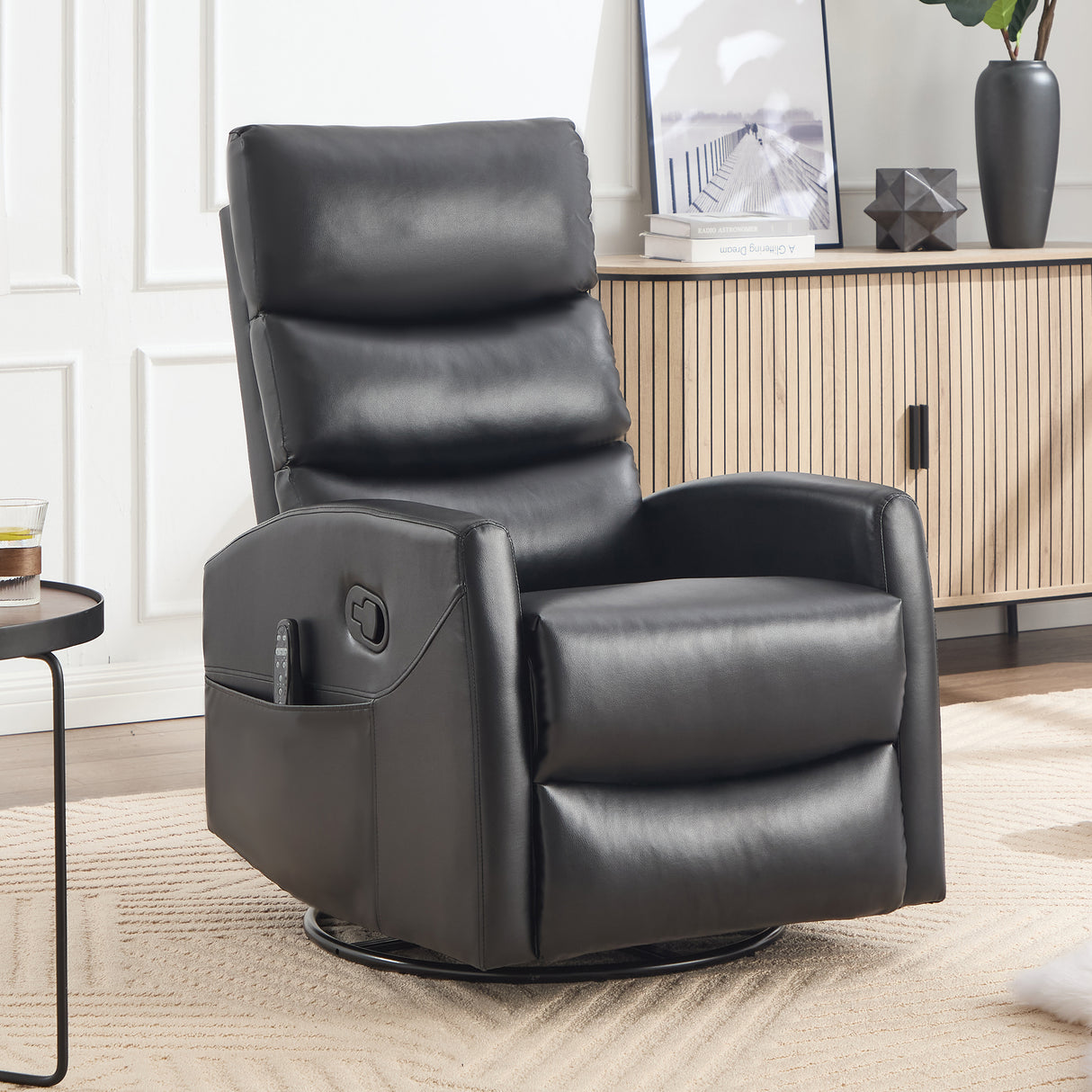 Heat Massage Medium-Firm Faux Leather Recliner Chair