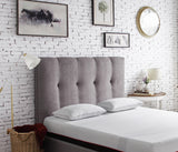 Queen Tufted Upholstered Wood Panel Headboard Gray Polyester