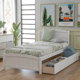 Twin Solid Wood Platform Bed With Two Drawers