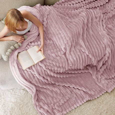 Bedsure Luxury Chunky Corduroy Fleece Sleep Blanket- Ultra Soft, Warm, Cozy Extra Soft Baby Blanket for Sofa, Bed, Nursery Ideal Seasonal Gift Solid Yellow Color,Autumn Lightweight Comforter