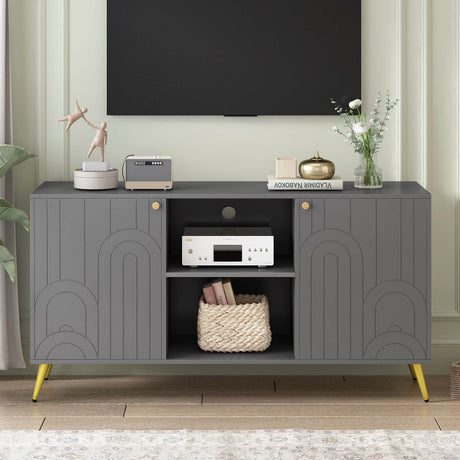 Modern Gray MDF TV Stand With Adjustable Shelf - Sleep Galleria