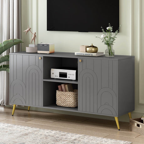 Modern Gray MDF TV Stand With Adjustable Shelf - Sleep Galleria
