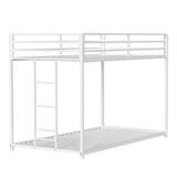 Twin Metal Twin Over Twin Bunk Bed Frame With Ladder And Guardrails