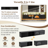 Modern Black TV Stand With LED Light And Storage - Sleep Galleria