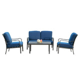 4-Piece Outdoor Metal Patio Conversation Set With Cushions