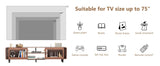 Mid Century Modern Walnut Wood TV Stand With Charging Station - Sleep Galleria