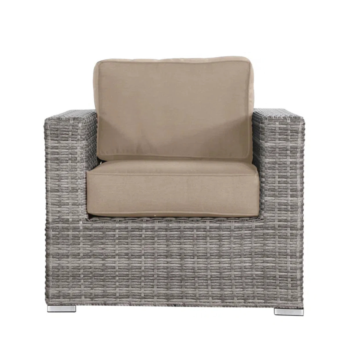Mixed Gray Wicker Patio Armchair With Sunbrella Cushions