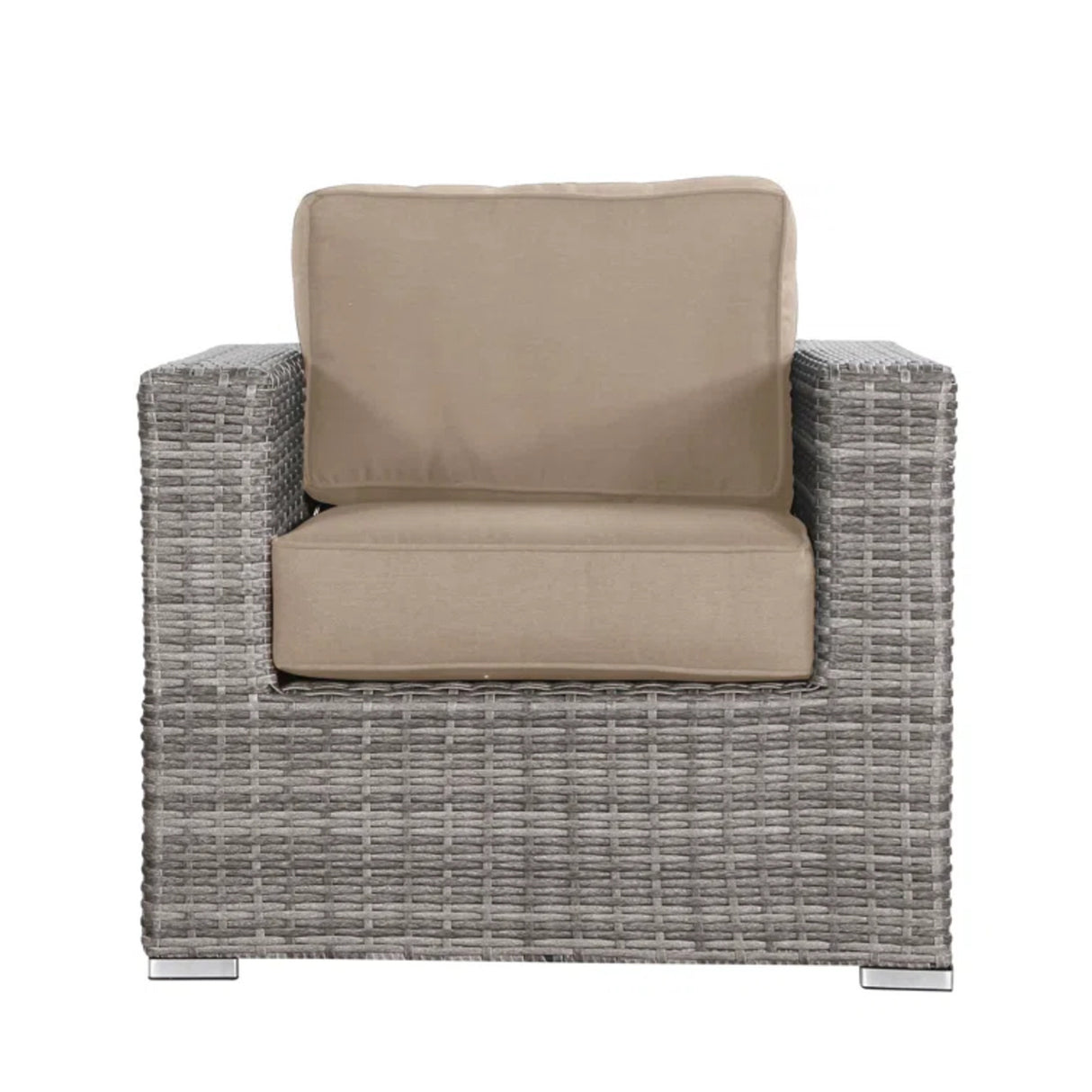 Mixed Gray Wicker Patio Armchair With Sunbrella Cushions