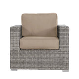 Mixed Gray Wicker Patio Armchair With Sunbrella Cushions