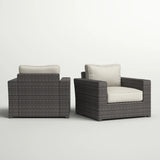 Set of 2 Fully Assembled Modern Outdoor Wicker Armchairs