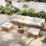 7-Piece Outdoor All-Weather Rattan Sectional Sofa Set - Sleep Galleria