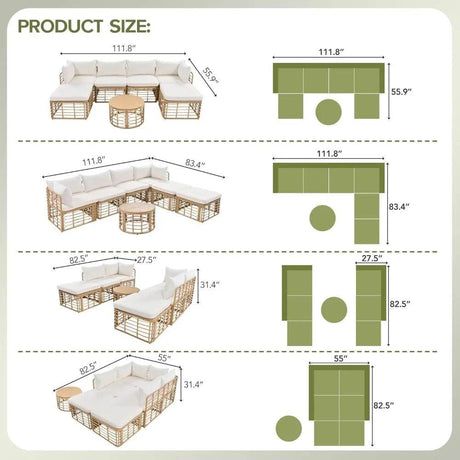 7-Piece Outdoor All-Weather Rattan Sectional Sofa Set - Sleep Galleria