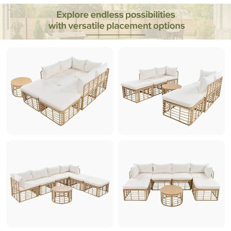 7-Piece Outdoor All-Weather Rattan Sectional Sofa Set - Sleep Galleria