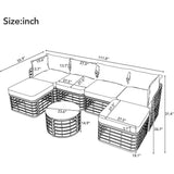 7-Piece Outdoor All-Weather Rattan Sectional Sofa Set - Sleep Galleria