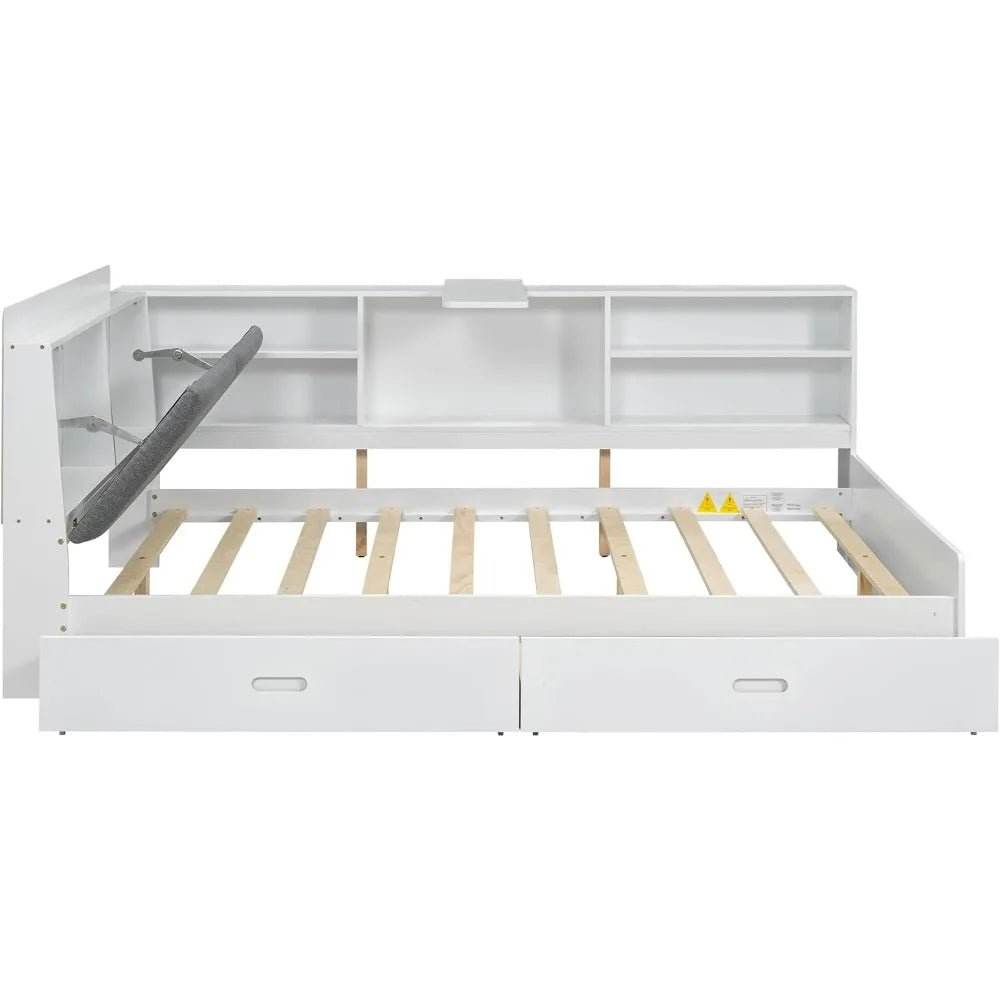 Modern Pine Wood Full Storage Bed Frame With Drawers - Sleep Galleria