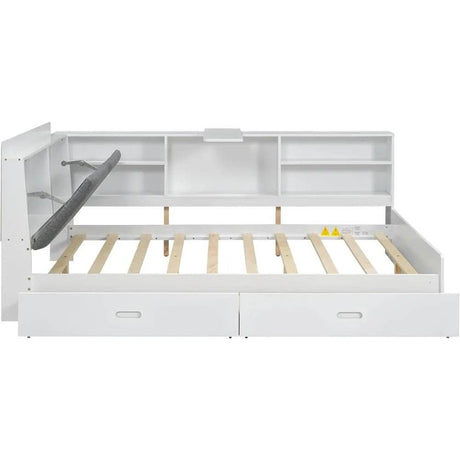 Modern Pine Wood Full Storage Bed Frame With Drawers - Sleep Galleria