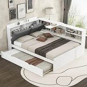Modern Pine Wood Full Storage Bed Frame With Drawers - Sleep Galleria