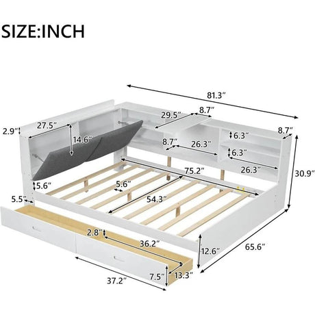 Modern Pine Wood Full Storage Bed Frame With Drawers - Sleep Galleria