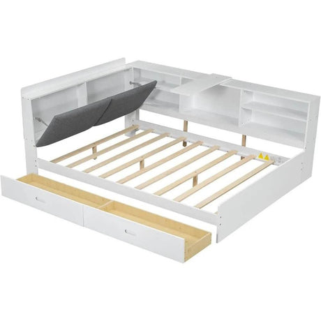 Modern Pine Wood Full Storage Bed Frame With Drawers - Sleep Galleria