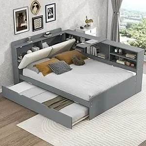 Modern Pine Wood Full Storage Bed Frame With Drawers - Sleep Galleria