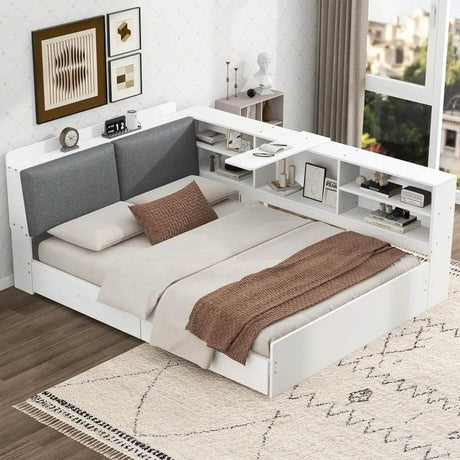 Modern Pine Wood Full Storage Bed Frame With Drawers - Sleep Galleria