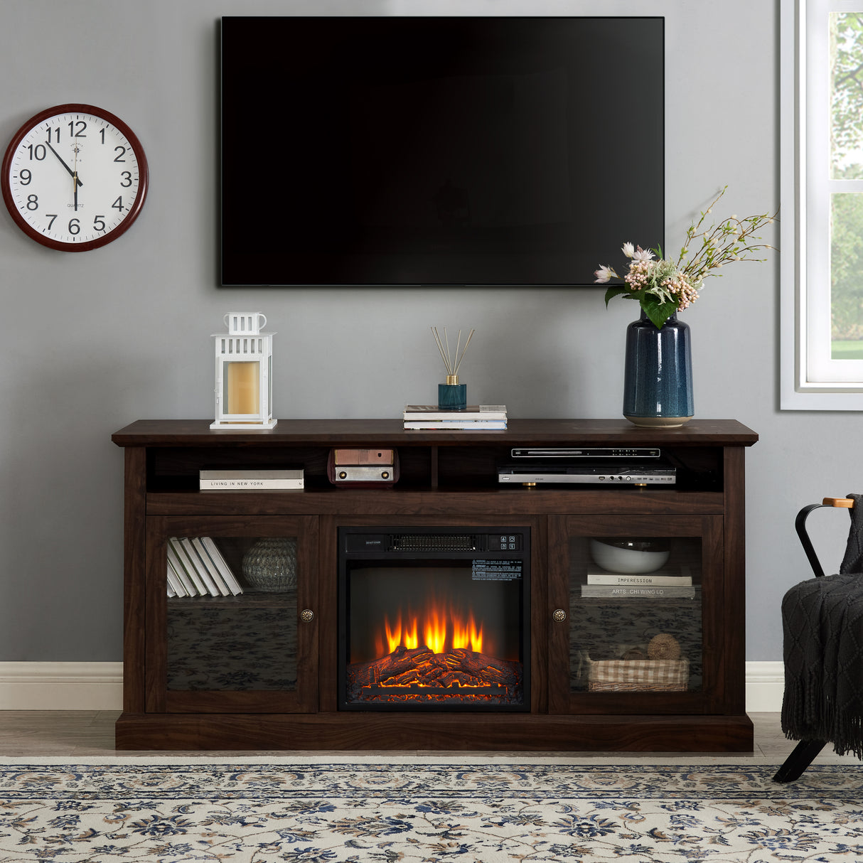 Modern American Traditional Fireplace TV Stand Console