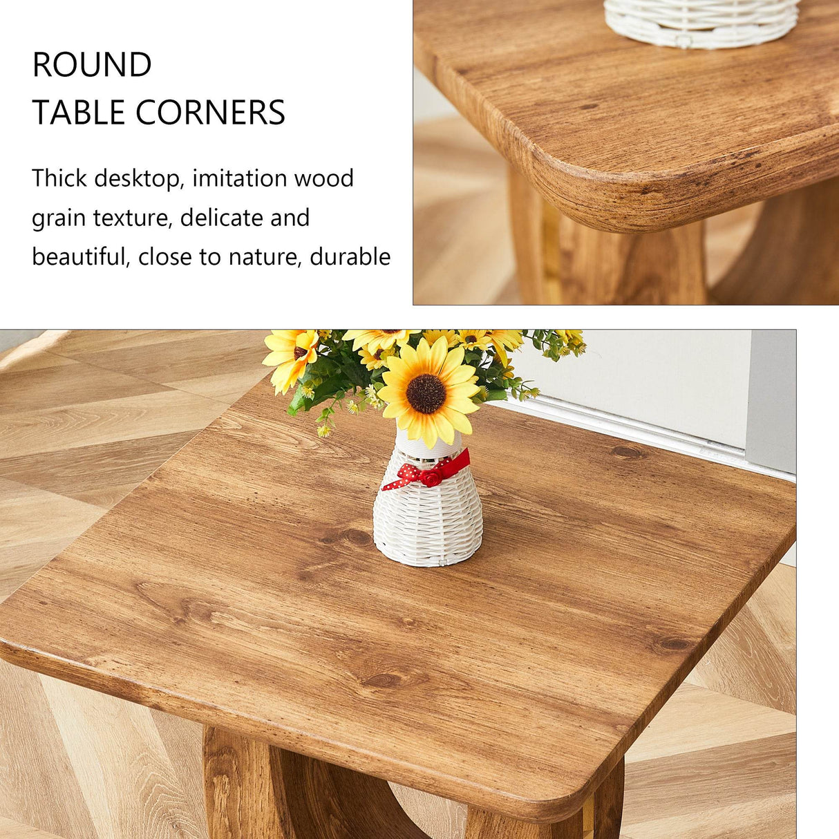 Modern Minimalist Wood Grain MDF Square Coffee Table - Sleep Galleria