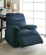 Blue Memory Foam Recliner With Pillow Top Arms