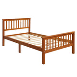 Queen Solid Pine Wood Platform Bed Frame With Headboard