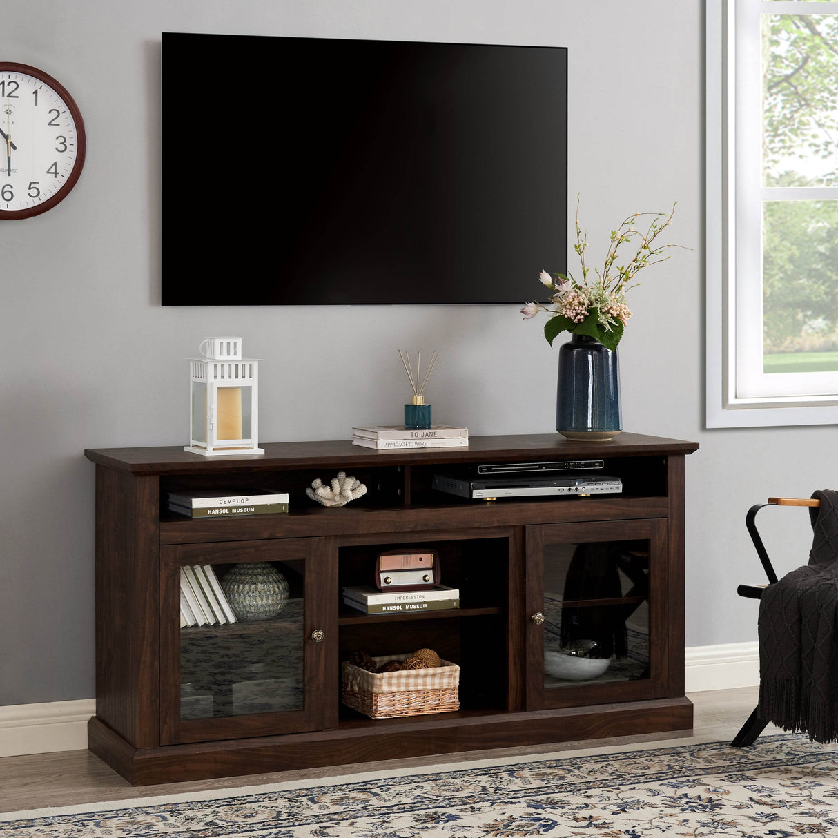 American Traditional Brown MDF TV Stand Console - Sleep Galleria