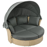Convertible Grey Waterproof Rattan Outdoor Patio Daybed