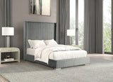 Full Gray Chenille Upholstered Contemporary Full Size Bed Frame
