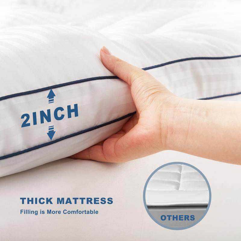 【Bedlore】Mattress Topper, Thick Pillow Top Pad for Back Pain Relief, Cooling Soft Mattress Cover with Deep Pockets 6-18 Inch