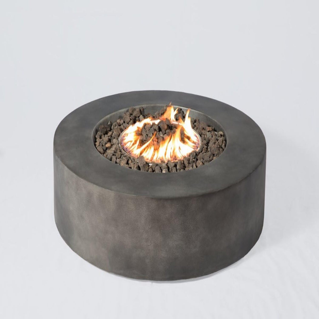 Modern Round Concrete Outdoor Fire Pit Table 12-Inch