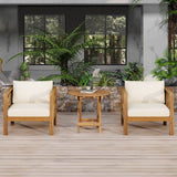 Outdoor Patio Set Of 2 Acacia Wood Club Chairs With Table