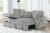 Plush Velvet L-Shaped Sectional Sofa With Sleeper