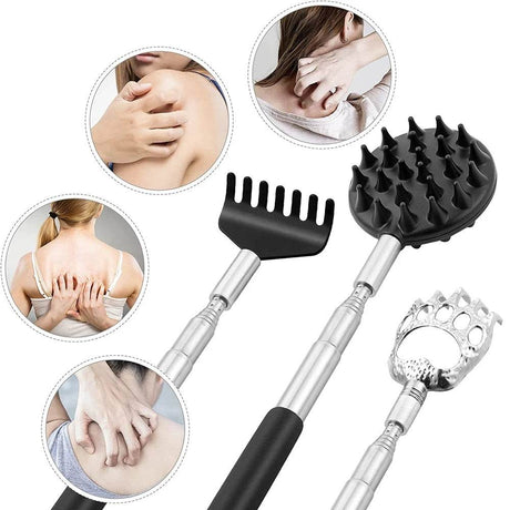 3 - Piece Stainless Steel Telescopic Back Scratcher Set - DEDOMON - Sleep Galleria