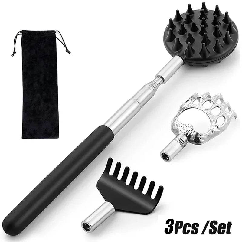 3 - Piece Stainless Steel Telescopic Back Scratcher Set - DEDOMON - Sleep Galleria