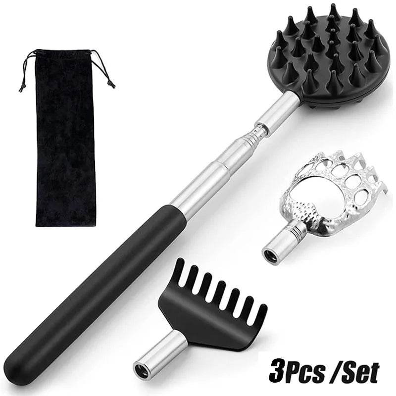 3 - Piece Stainless Steel Telescopic Back Scratcher Set - DEDOMON - Sleep Galleria