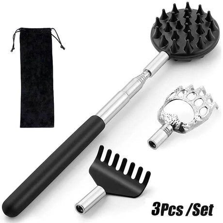 3 - Piece Stainless Steel Telescopic Back Scratcher Set - DEDOMON - Sleep Galleria