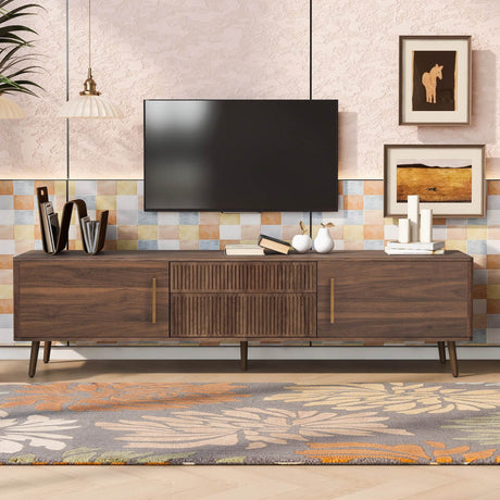 Mid Century Modern Walnut Wood TV Stand With Storage - Sleep Galleria