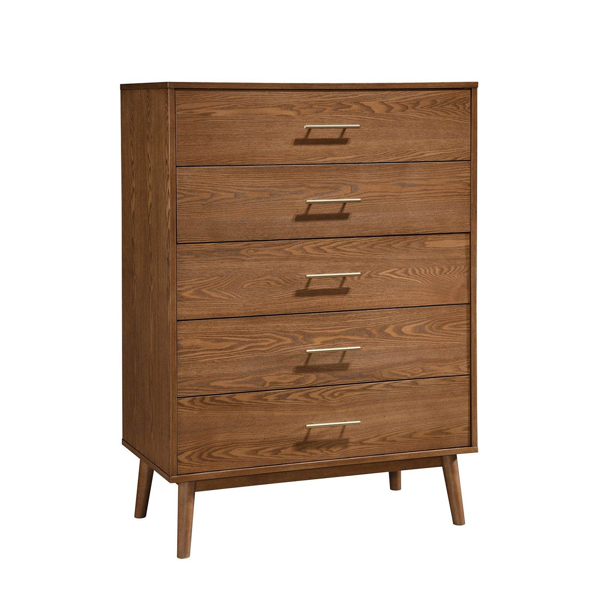 Walnut Solid Wood 5-Drawer Chest Of Drawers