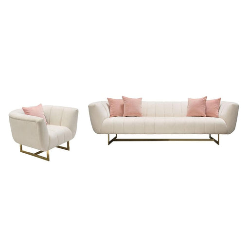 DIAMOND BAR OUTDOORS, INC. Furniture > Home Furniture-Living Room Furniture-Seating Furniture-Guest Chairs & Sofas-Sofas & Loveseats Sets Sofa & Chair 2PC Set w/ Contrasting Pillows & Gold Finished Metal Base