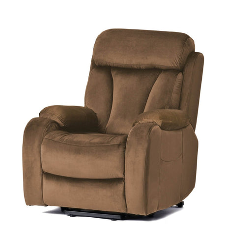 Brown Cashmere Fabric Power Lift Chair Recliner - Dreams Private Label - Sleep Galleria